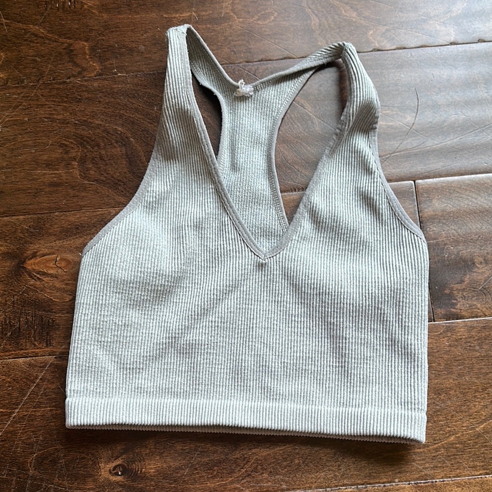 FP Movement by Free People Light Gray Ribbed Tank